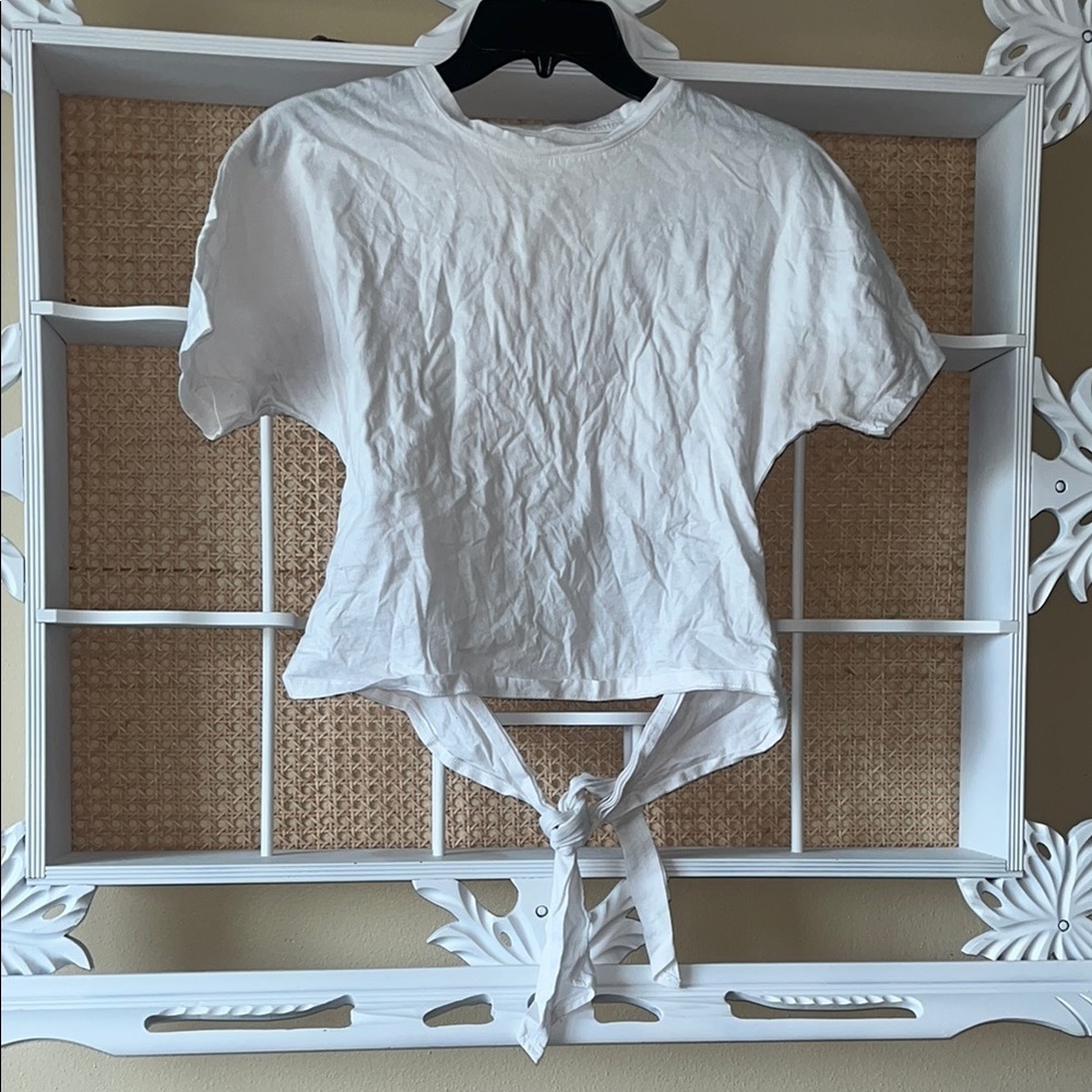 A New Day White Tie-back Short Sleeve Tee shirt